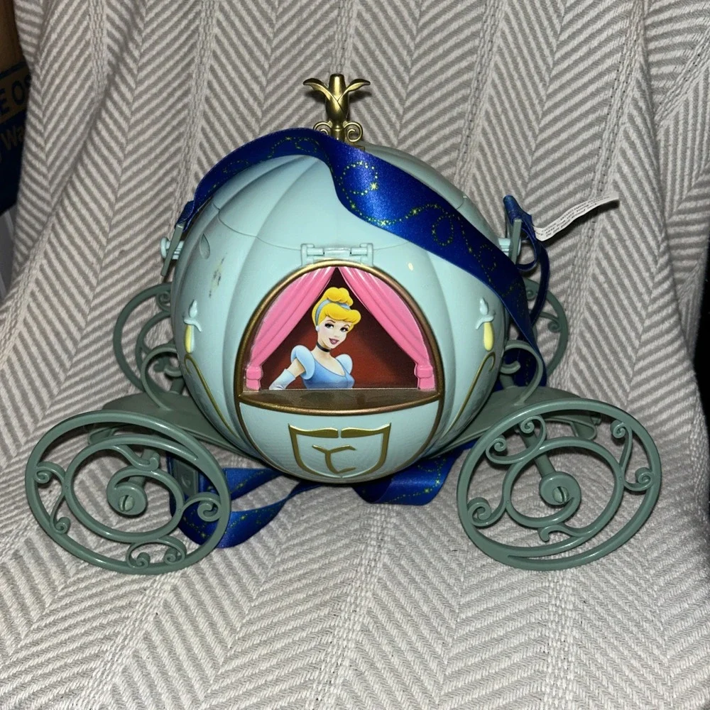 Disney Parks Cinderella's Carriage Popcorn Bucket‎ Disney Souvenir With Strap